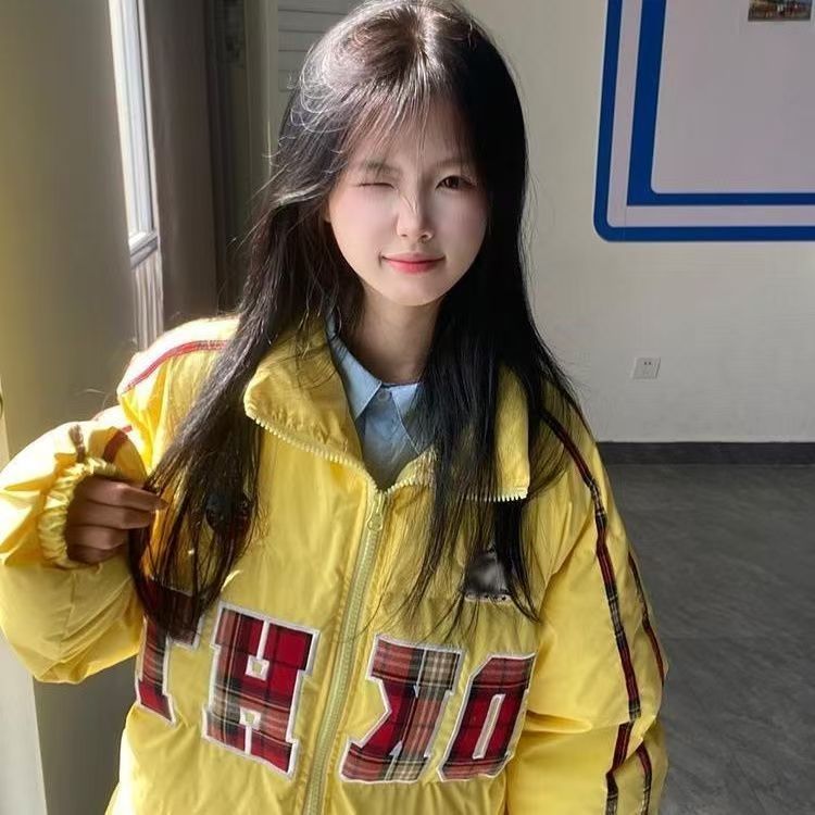 美式复古字母刺绣连帽棉服