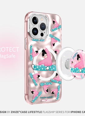 水波瑜伽女孩适用于苹果15pro手机壳新款ip16promax卡通原创13镜头防摔15保护套12pro小众个性14潮牌高级爆款