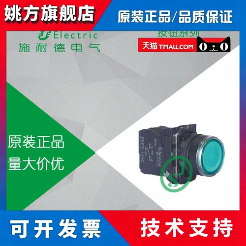 施耐德 绿色 平头带灯按钮 XB5AW33B1C DC24V 一常开