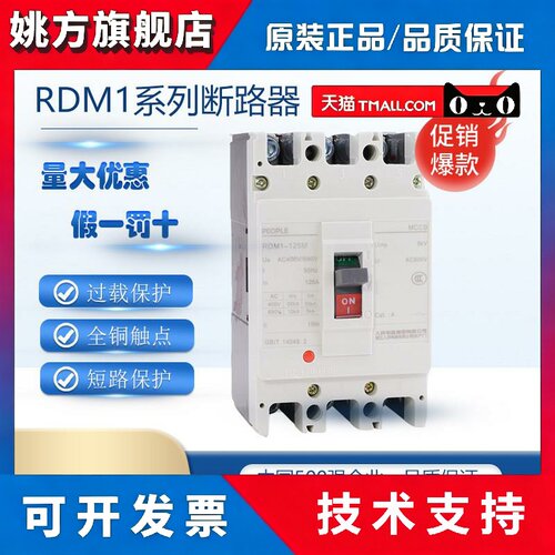 人民电器RDM1塑壳断路器3P100A 250A空气开关4P 160A空开63A