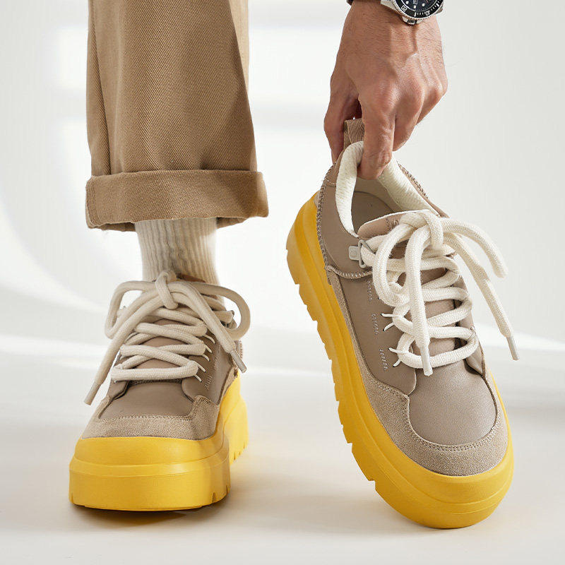 小众风板鞋2025明星同款厚底增高冬季男士休闲系带防滑运动跑鞋