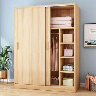 推拉门衣柜家用卧室小户型实木质柜子出租房用儿童储物简易挂衣橱