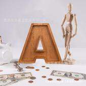 字母存钱罐爆款 木质英文字母创意大号存钱罐透明玻璃储蓄罐摆件