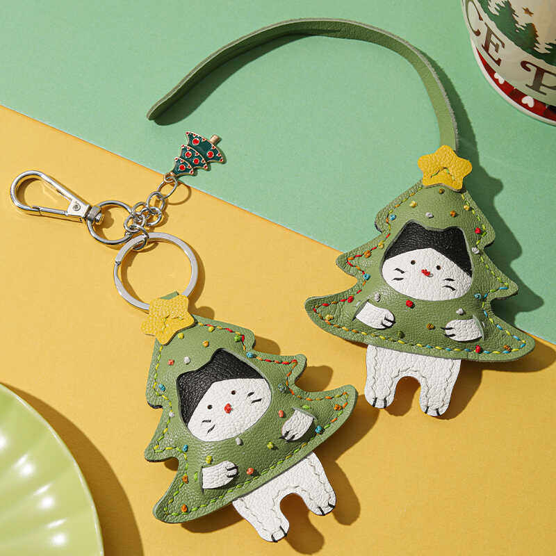 裁鱼手工diy材料包真皮圣诞树小猫咪钥匙扣包包挂件挂饰团建活动,居家布艺,缝纫DIY材料套装,淘宝优惠券,粉丝福利购,淘宝优惠卷