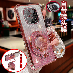 适用红米note15手机壳pro透明pro+四角气囊防摔一体镜头膜全包边保护套女新款解压流沙带支架软硅胶网红奢华