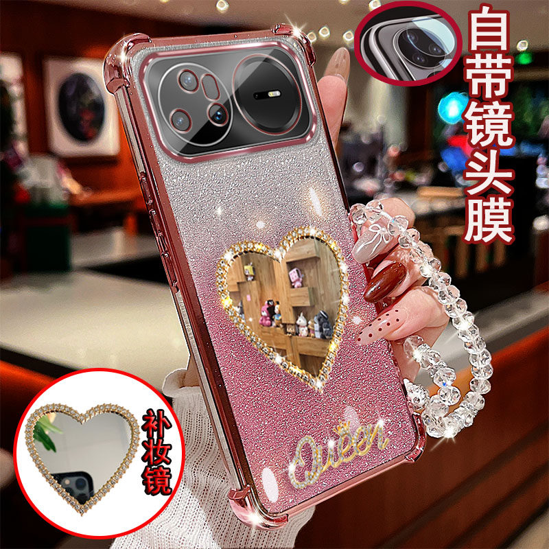 适用华为Nova15pro手机壳Ultra镜头KLF-AL00全包VYG-AL00镶钻爱心镜子四角气囊防摔保护套女新款透明软硅胶