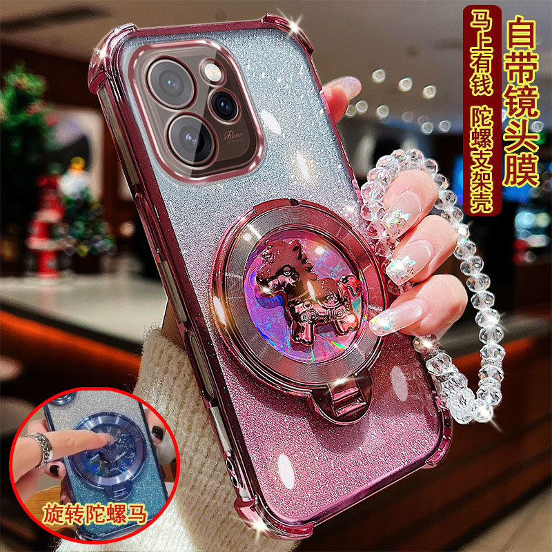 适用oppo Reno15手机壳pro透明PCAM10四角PCAT10防撞气囊防摔镜头膜全包边保护套女款马上有钱陀螺支架奢华