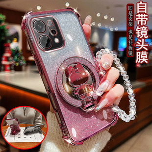 适用oppo 迷你小兔子支架化妆镜子 Reno14手机壳pro透明PLA110四角PKA110防撞气囊防摔镜头膜全包边保护套女款