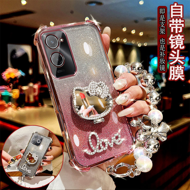 适用于vivo Y37手机壳pro四角v2357a气囊v2354a防摔套闪钻KT猫支架镜子镜头全包网红女款潮流新款奢华时尚