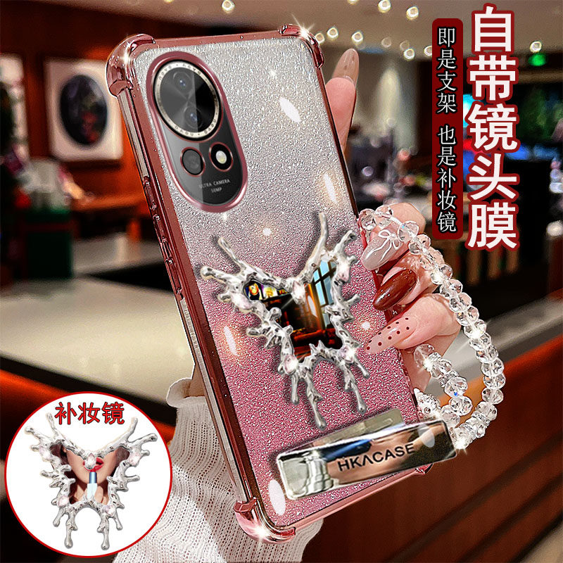适用华为nova12手机壳pro透明Ultra四角防撞气囊防摔镜头膜全包边保护套女款带魔镜支架镜子新品奢华活力版