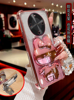 新品适用华为麦芒30手机壳透明5G四角气囊畅享70x防摔TYH641M镜头膜全包BRE-AL80保护套女款小兔支架镜子软胶