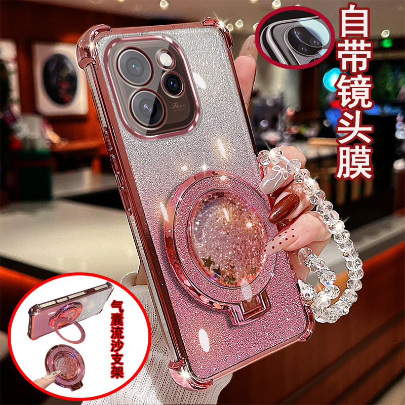 OPPO Reno15手机壳pro透明PCAM10四角PCAT10气囊防摔一体镜头膜全包边保护套女新款解压流沙带支架软硅胶网红