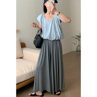 垂坠感带口袋超宽松显瘦休闲甩甩裤 薄款 子 女夏季 松弛感高腰阔腿裤