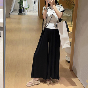 子 垂坠感宽松显瘦垂感休闲甩甩裤 慵懒风黑色高腰阔腿裤 女春夏薄款