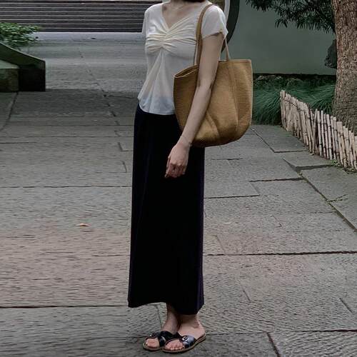 黑色直筒裙小个子韩版中长款