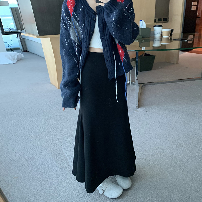 黑色半身裙女秋冬高腰垂感宽松显瘦A字裙气质慵懒长裙包臀鱼尾裙