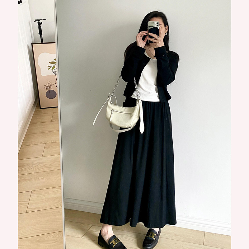 黑色半身裙女2026新款秋冬时尚韩系宽松百搭遮胯高腰休闲a字长裙