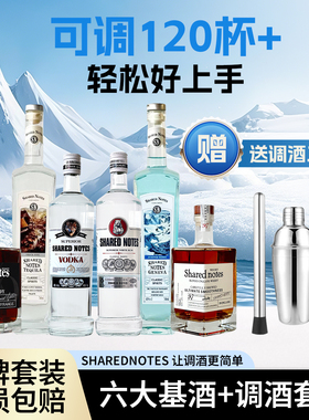 六大调酒基酒套装伏特加威士忌白朗姆金酒龙舌兰调可乐桶长岛冰茶