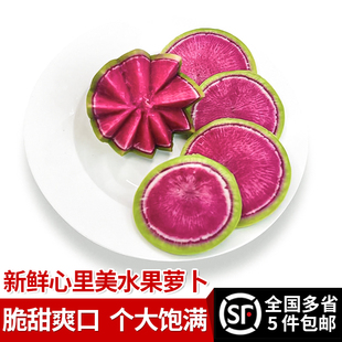 新鲜心里美水果萝卜 现拔现发生吃脆甜爽口泡菜红心萝卜 5件包邮