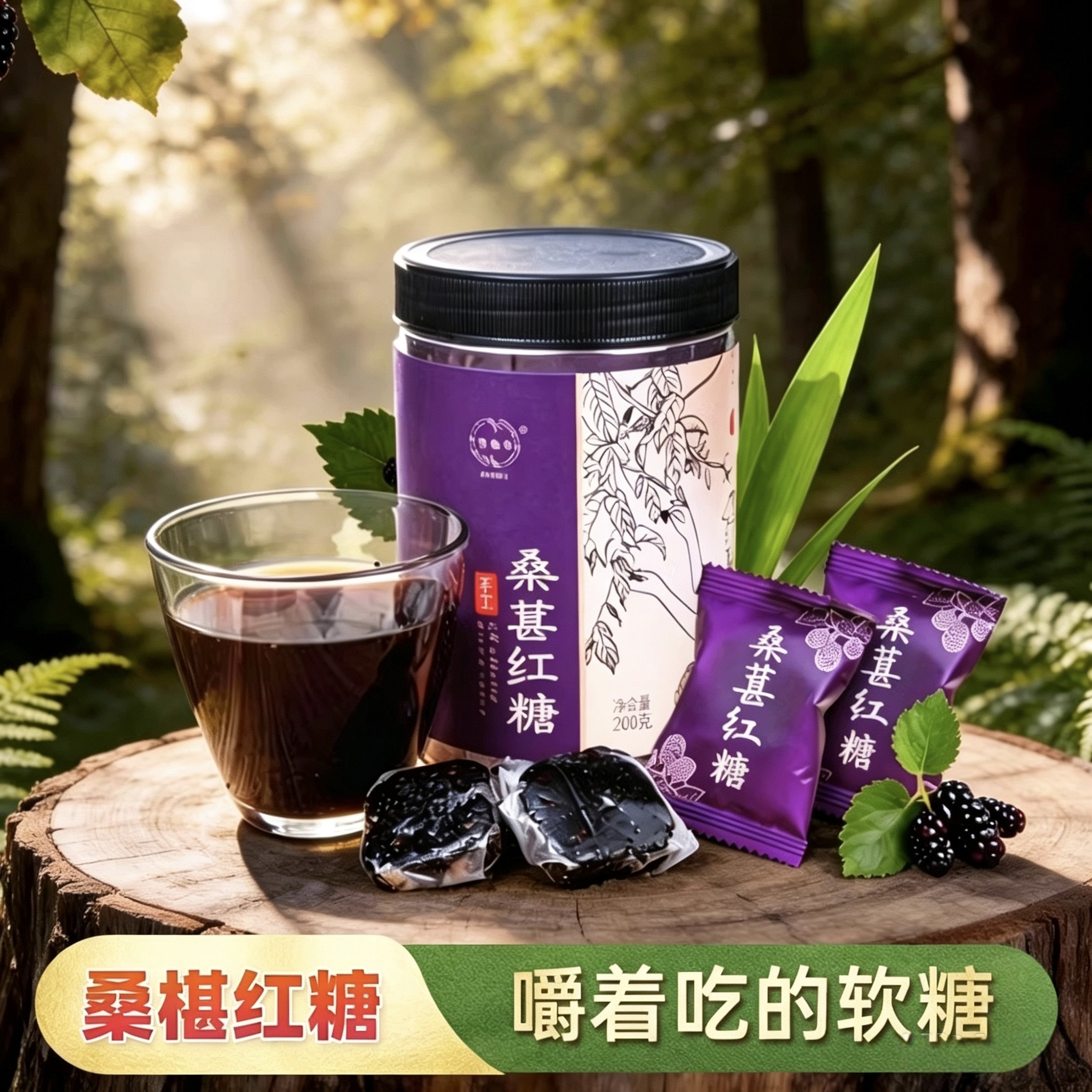 佰意佳桑椹软糖小南桑葚膏红糖