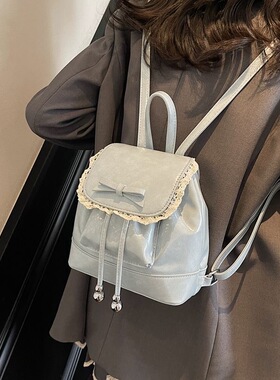 温柔风蕾丝蝴蝶结小众mini双肩包包女新款时尚百搭手提旅行小背包