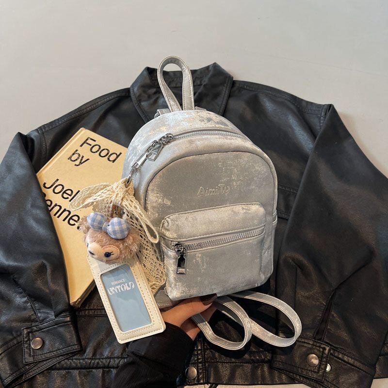 thumbnail for Amy Rabbit Women's Bag 2025 New Simple Solid Color Textured Trendy Versatile Casual Fashion Backpack