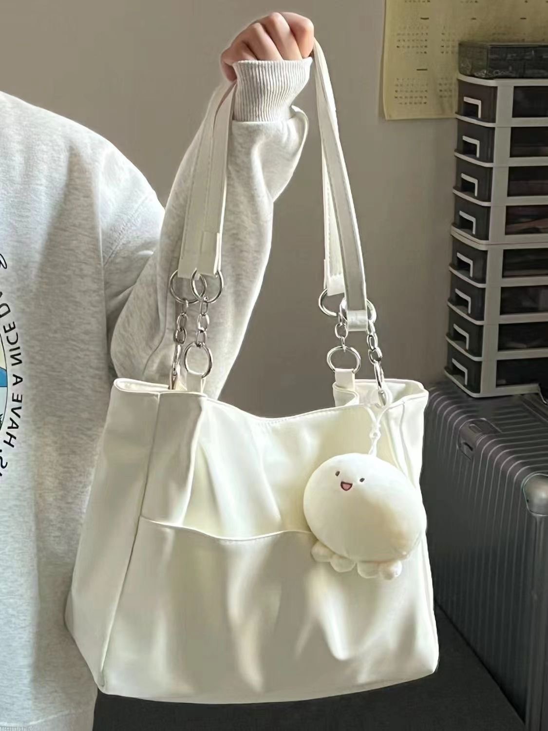 高级感百搭女包2025新款斜挎手提通勤托特包大容量学生上课单肩包