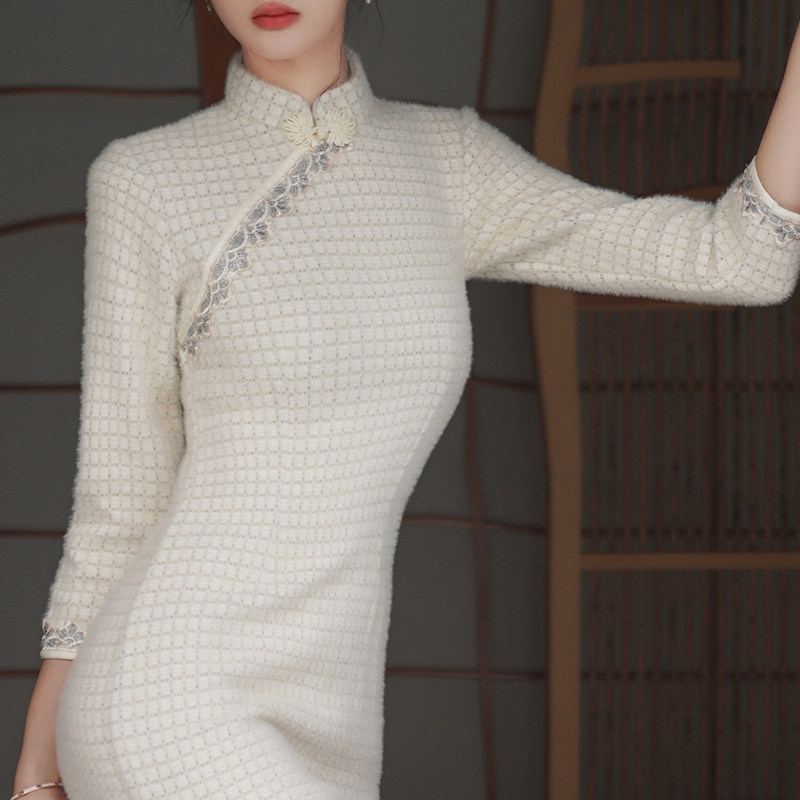 旗袍2022年新款年轻款改良唐装加厚长袖中国风女装连衣裙秋冬季女