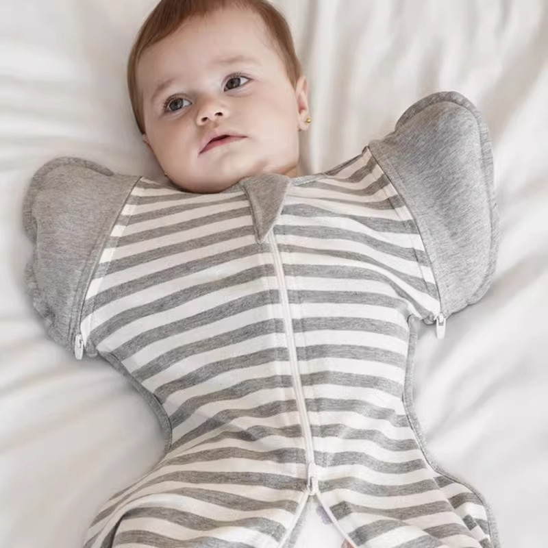 睡袋婴儿竹纤维防惊跳投降式襁褓宝宝防踢被四季通用鸡翅膀睡袋