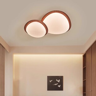 法式覆古卧室大厅主灯新中式中古风客厅灯吸顶灯胡桃木纹灯具套餐