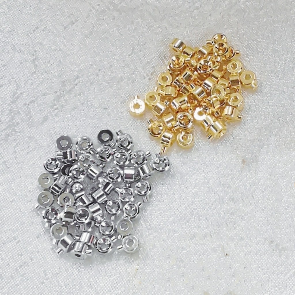 镀真金按扣14k包金保色高压锅定位扣夹鱼线收尾扣diy手链项链配件