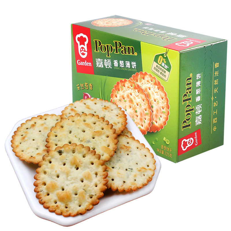 嘉顿香葱薄饼225g盒装咸味葱油薄脆芝麻饼干早餐点心零食充饥夜宵