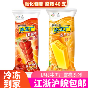 伊利冰工厂山楂爽冰片蜜桃冰棍兵工厂系列果肉多多冷饮整箱40支批