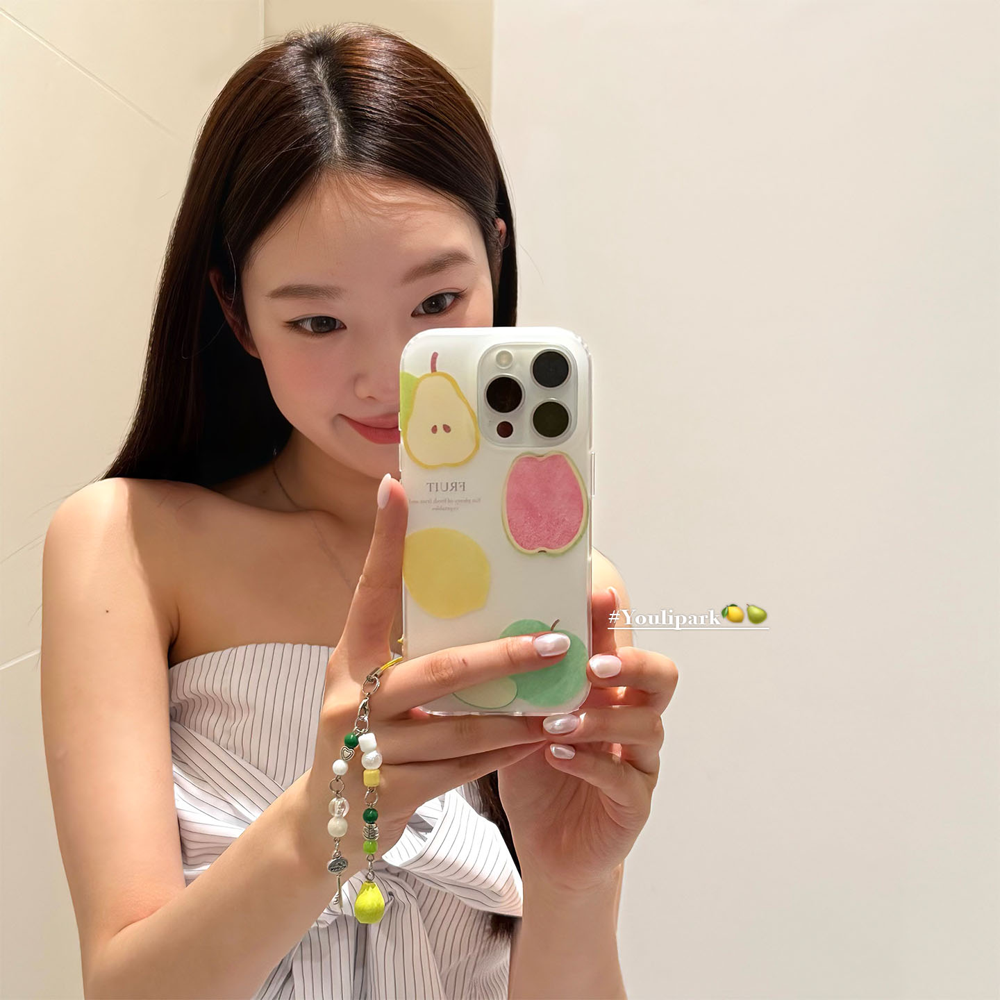 ins夏日少女多巴胺涂鸦水果挂链15适用16pro苹果16ProMax手机壳iPhone16全包14新款14Promax保护套13