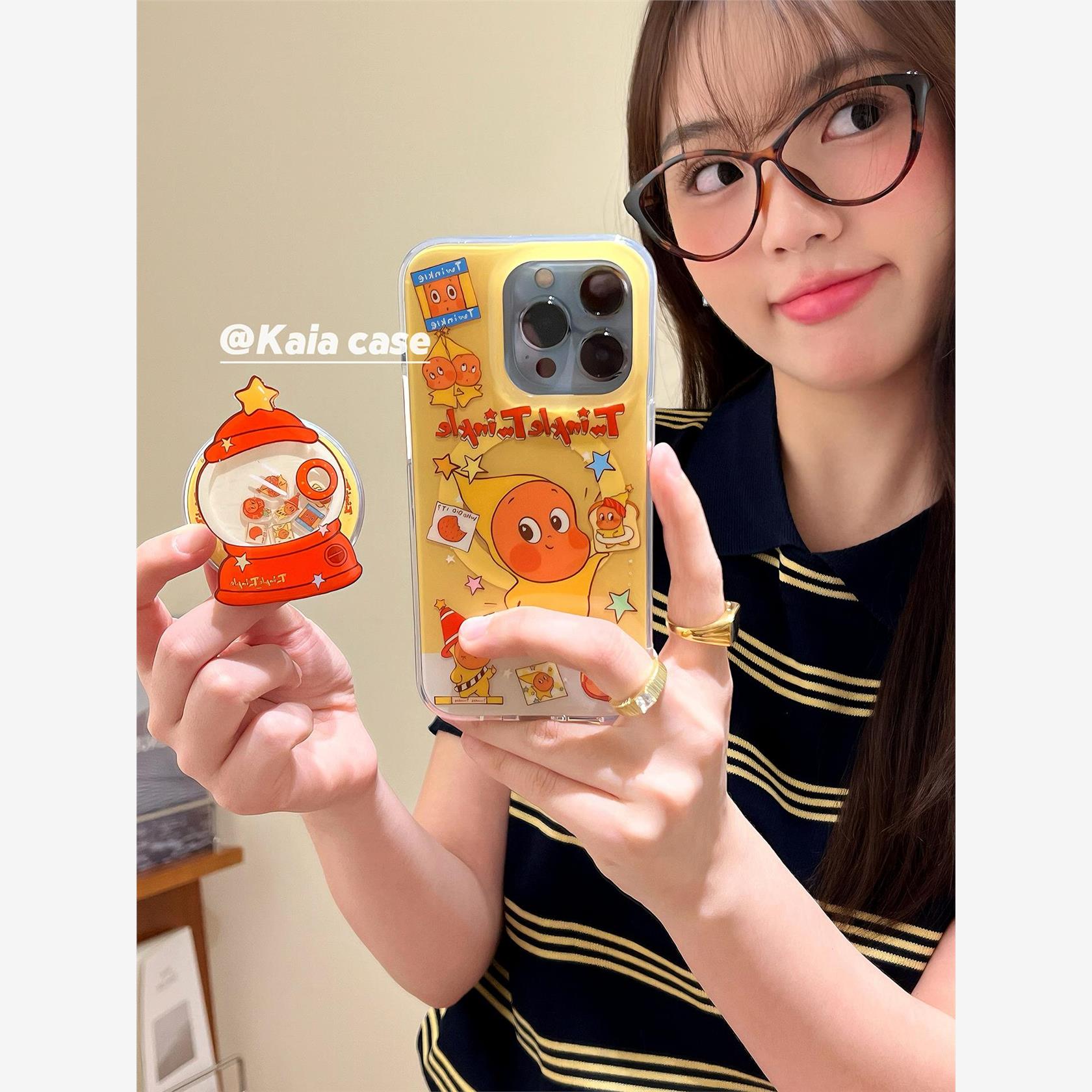 可爱卡通动漫星星小人摇摇乐适用苹果16promax手机壳iphone13新款15女14pro磁吸支架16pro全包防摔手机套