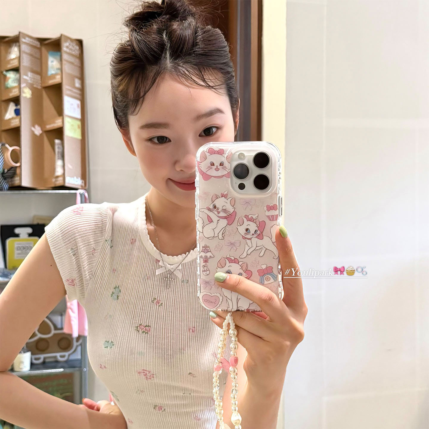 ins可爱甜美少女粉色猫咪挂链15适用16pro苹果16ProMax手机壳iPhone16全包14新款14Promax保护套13韩