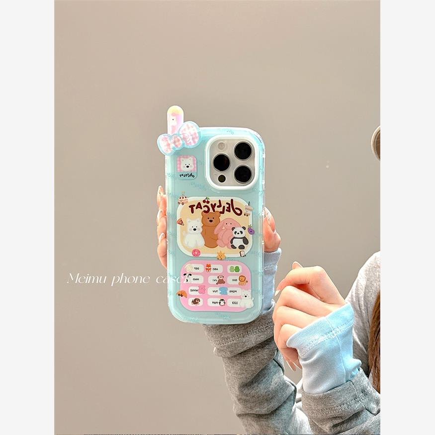 卡通jellycat小动物大哥大适用苹果16promax手机壳iPhone15新款14pm少女13网红超火16日韩15pro创意16pro全包