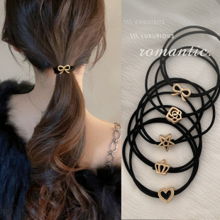 发绳皮筋女扎头头绳简约头发发圈头饰皮套新款 黑色高端成人橡皮筋