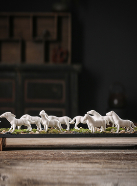 创意陶瓷迷你马饰品家居客厅禅宗桌面工艺品装饰微景观景观配件