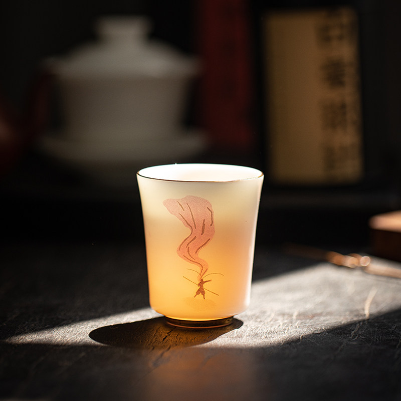 个性创意德化羊脂玉陶瓷变色主人杯女士个人专用情侣茶杯单杯礼品