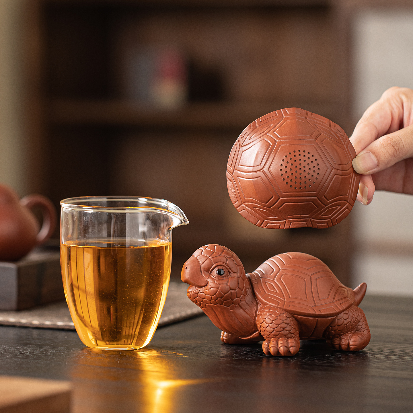 创意精品紫砂乌龟一体茶漏茶滤