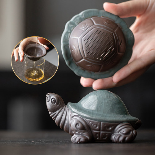 晟初哥窑乌龟茶宠摆件