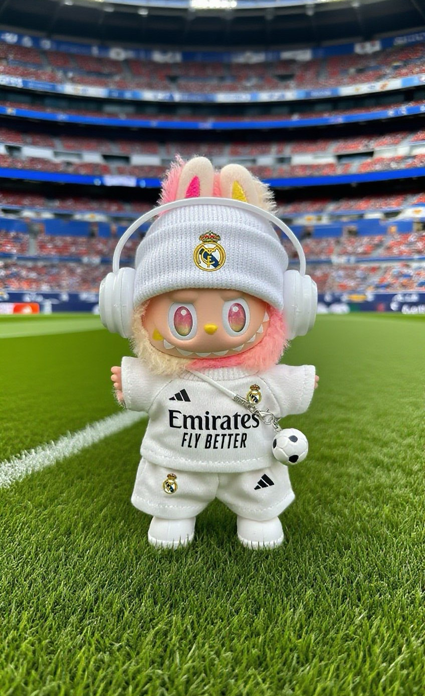 定制拉布布三代C罗皇马球衣17cm玩偶新款衣服前方高能labubu娃衣