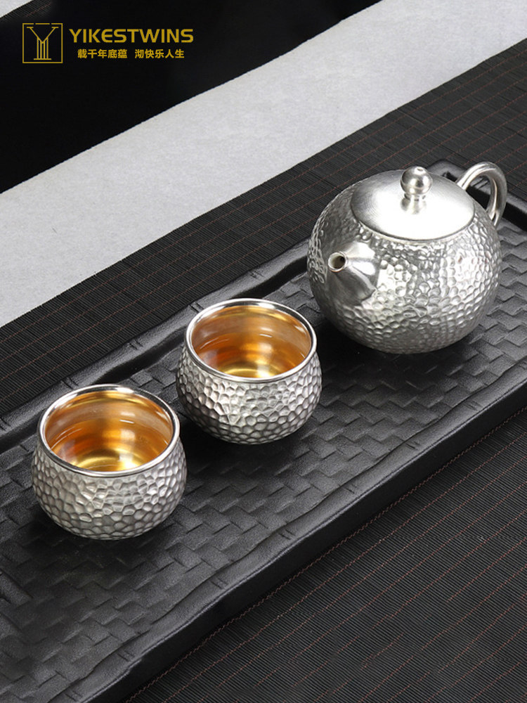 茶道高端手工鎏银旅行茶具套装轻奢日式快客杯一壶二杯便携泡茶器,餐饮具,旅行茶具,淘宝优惠券,粉丝福利购,淘宝优惠卷