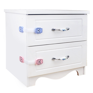 儿童多功能安全锁卡通锁扣柜门抽屉锁无痕胶带宝宝双扣按钮锁防开