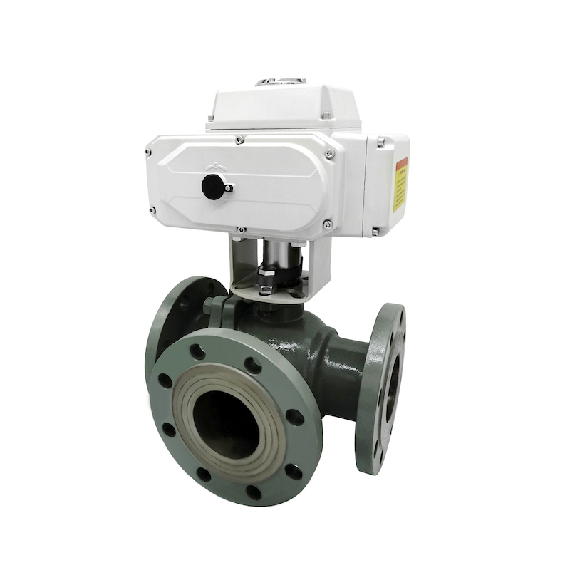 Q944F-16Ch电动铸钢三通法兰球阀L/T换向阀 DN15 20 25 32 40 -30