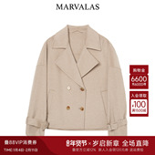 气质翻领百搭绵羊毛短款 曼德诗山羊绒毛呢外套2025冬季 新款 呢大衣