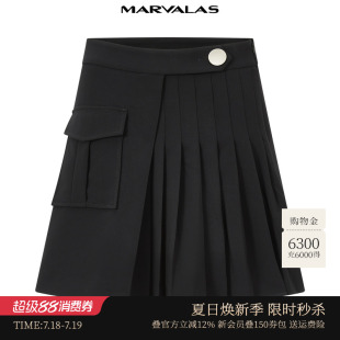 新品 半身裙2025冬季 设计感百褶不对称百搭短裙 小众短款 曼德诗时尚