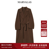 曼德诗100%绵羊毛大衣2025冬季 毛呢外套 百搭气质收腰长款 新款 时尚