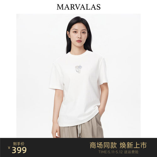【商场同款】Marvalas2026夏曼德诗t恤印花设计短袖上衣M62R0681